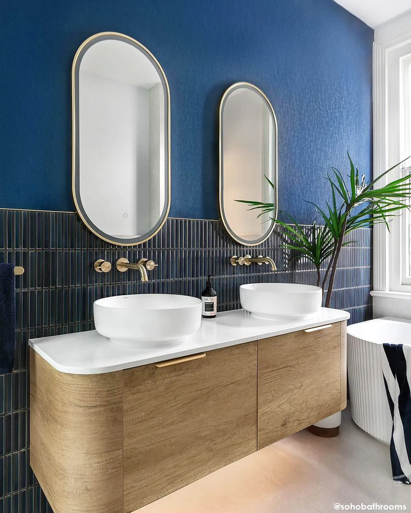 Otti Bondi Natural Oak Wall Hung Curve Vanity