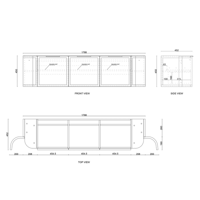 Otti Hampshire Satin Black Wall Hung Curve Vanity