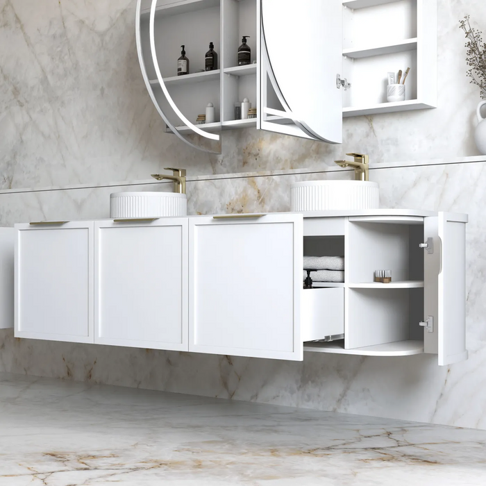 Otti Hampshire Satin White Wall Hung Curve Vanity