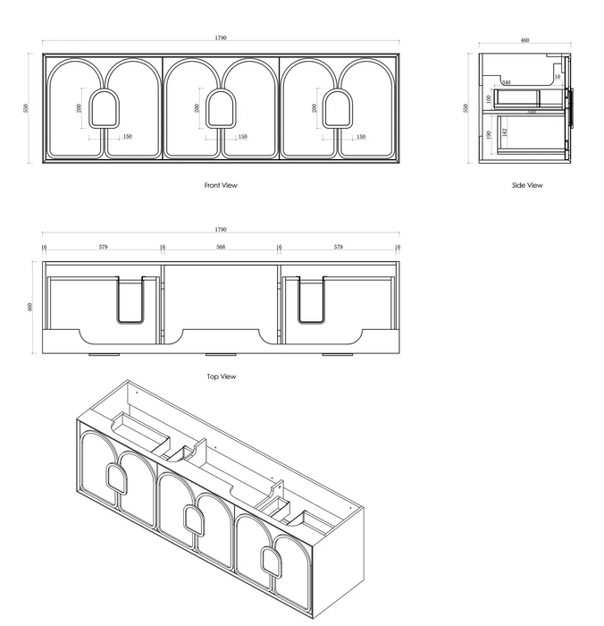 Otti Laguna Mk II Black Oak Wall Hung Vanity
