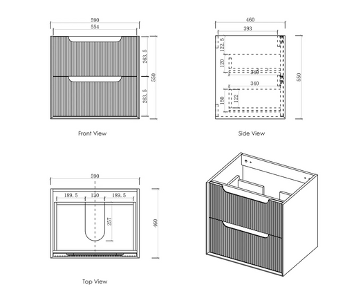 Otti Byron Fluted Woodland Oak Wall Hung Vanity