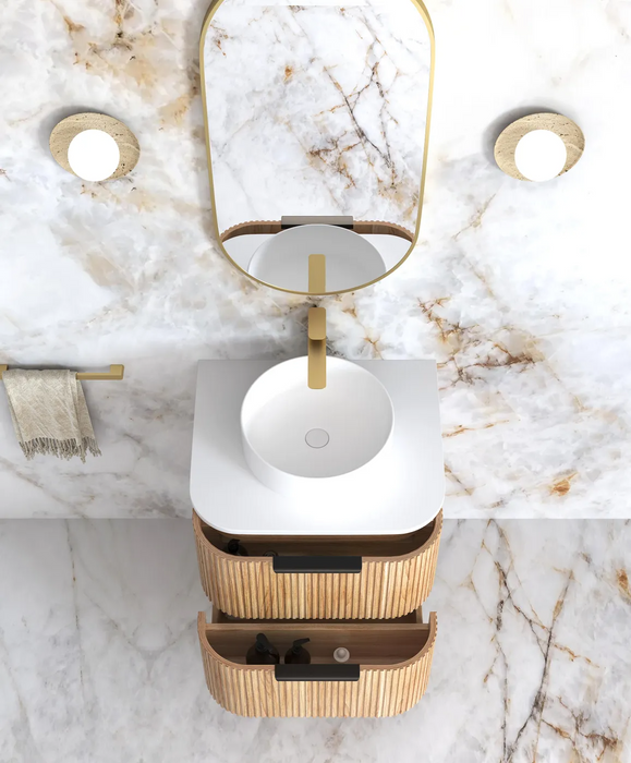 Otti Havana Woodland Oak Fluted Wall Hung Curve Vanity
