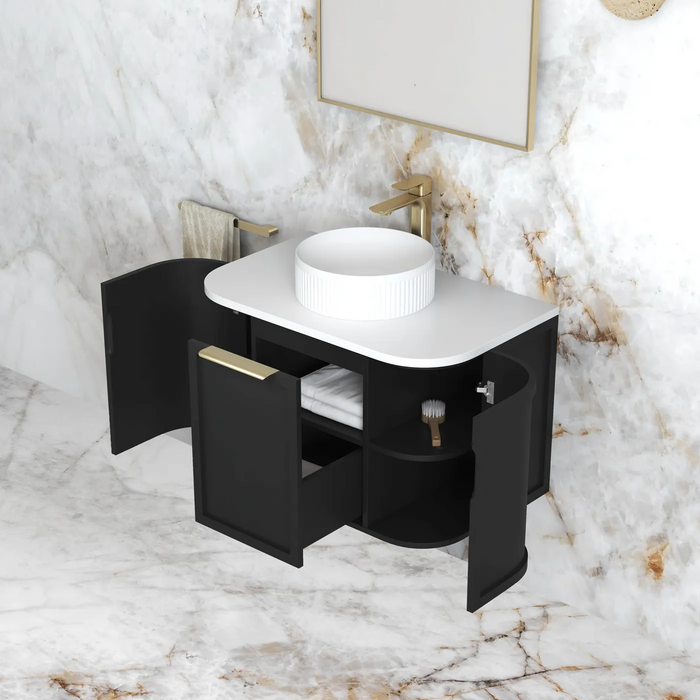Otti Hampshire Satin Black Wall Hung Curve Vanity