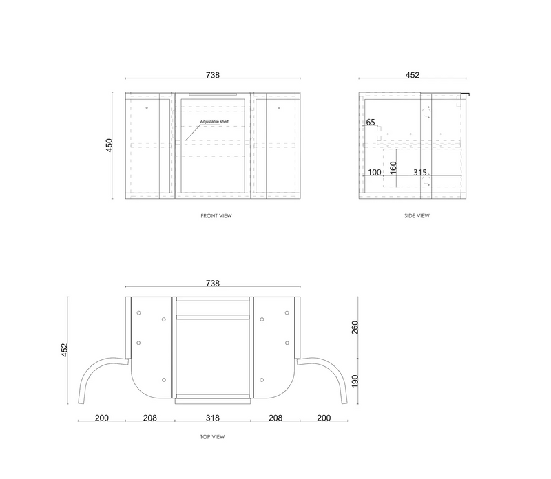 Otti Hampshire Satin White Wall Hung Curve Vanity