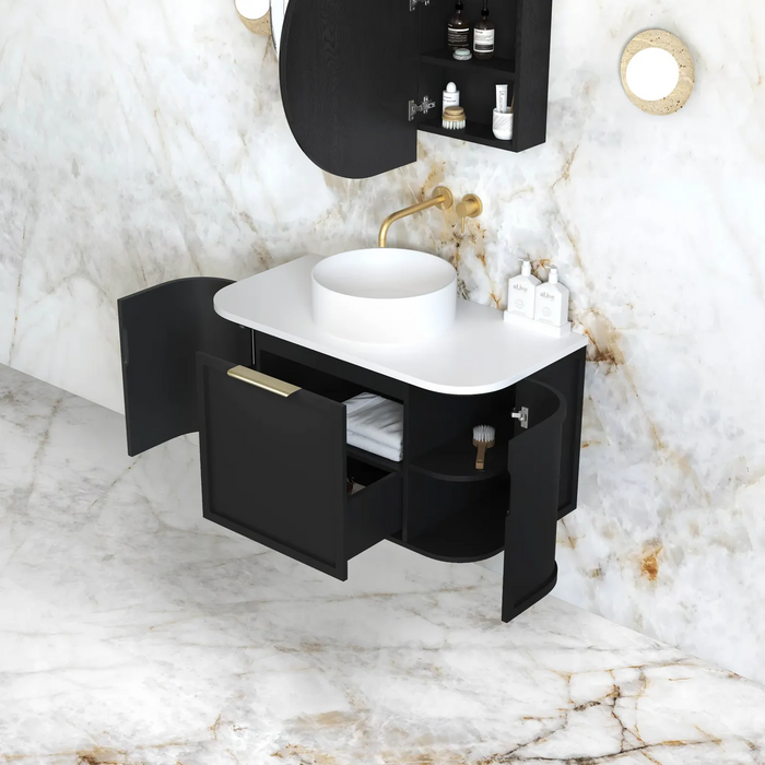 Otti Hampshire Satin Black Wall Hung Curve Vanity