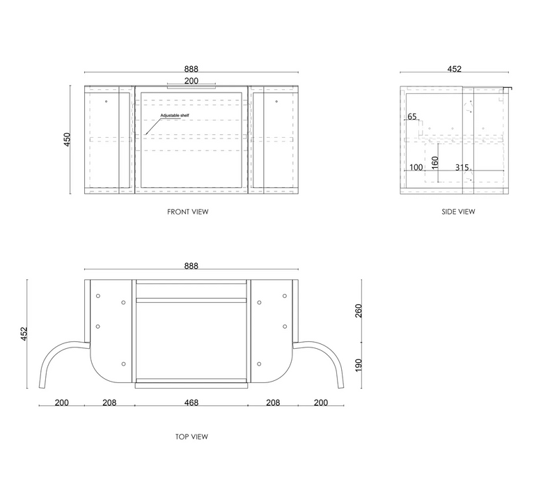 Otti Hampshire Satin White Wall Hung Curve Vanity