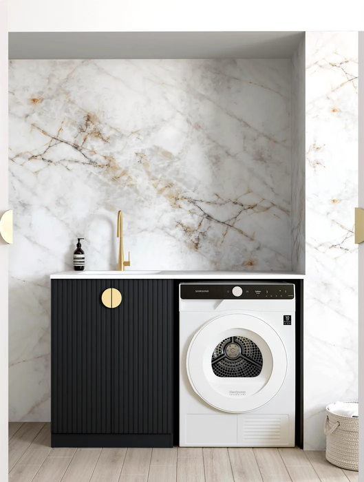 Otti Marlo Black Base Laundry Cabinet with 1300mm Stone Top