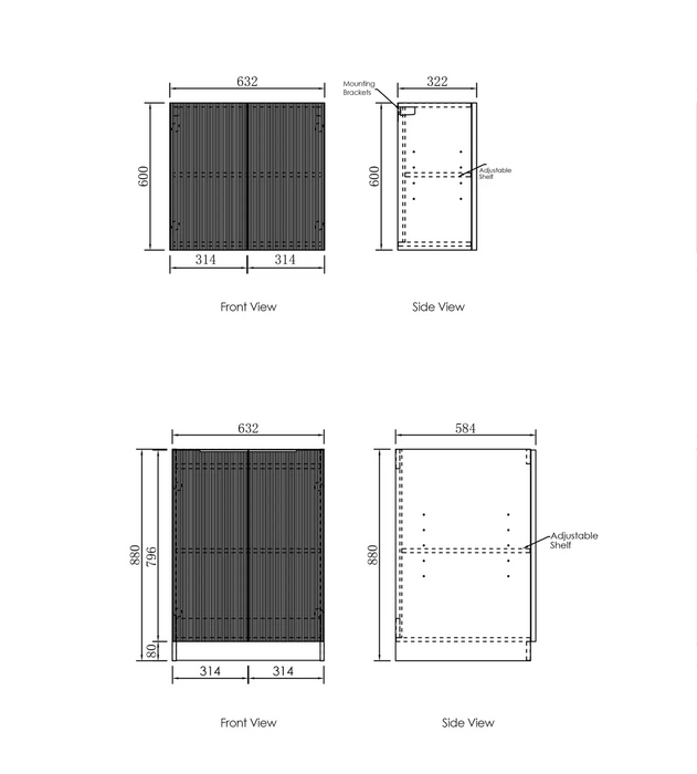 Otti Wall and Base Cabinets Kit 650 Bondi White