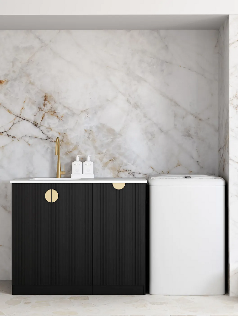 Otti Marlo Black Base Laundry Cabinet With 1060mm Benchtop