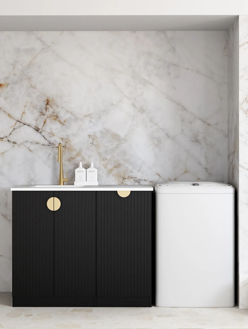 Otti Marlo Black Base Laundry Cabinet with 1060mm Stone Top