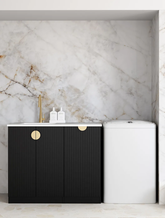 Otti Marlo Black Base Laundry Cabinet with 1060mm Stone Top