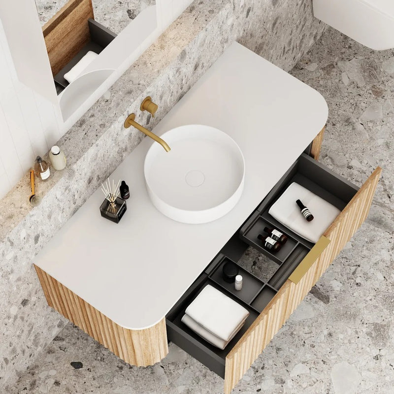 Cassa Design V-Groove Curved Wall Hung Vanity
