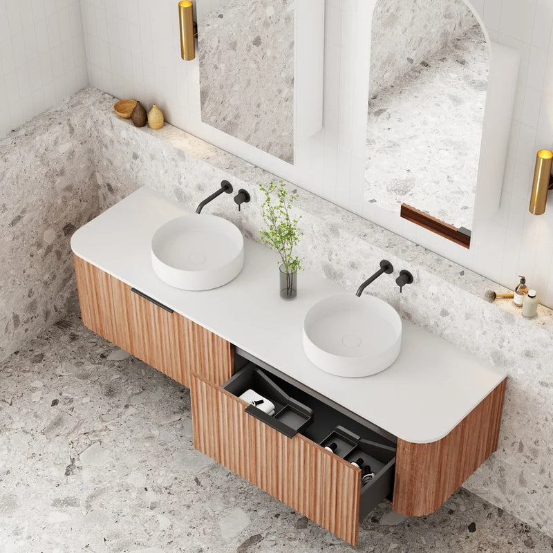 Cassa Design V-Groove Curved Wall Hung Vanity