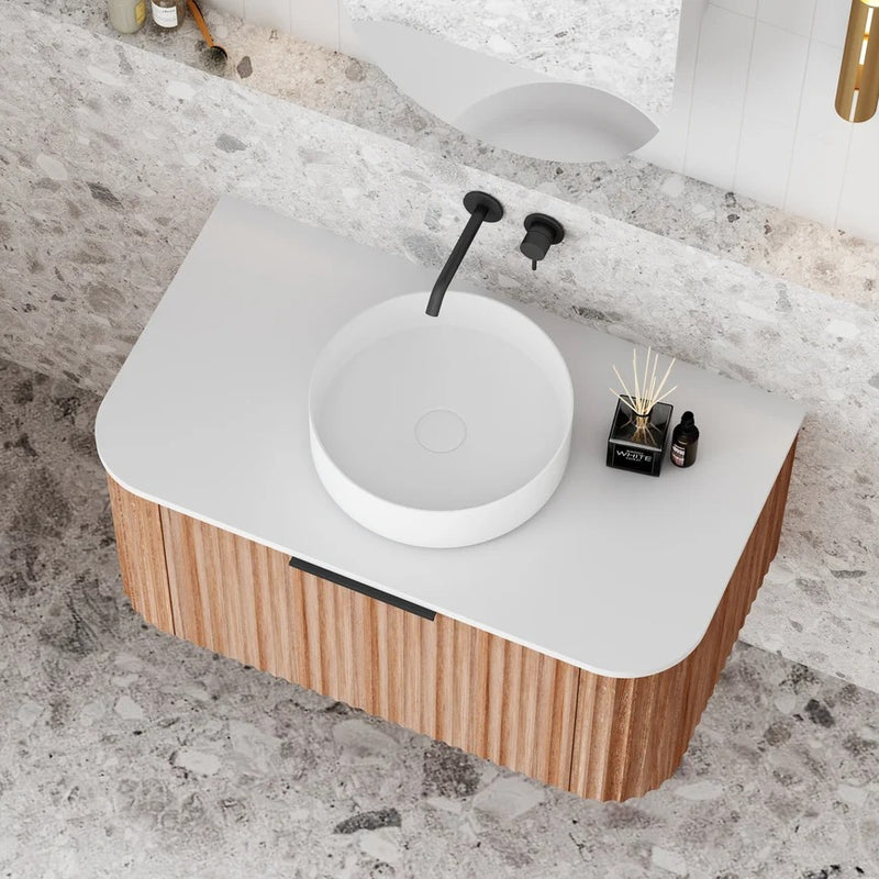 Cassa Design V-Groove Curved Wall Hung Vanity