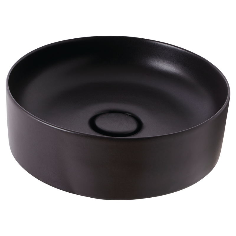 VENEZIA ROUND C/T BASIN 390X390 0TH MATTE BLACK W/PEBBLE & CHR POP-DOWN