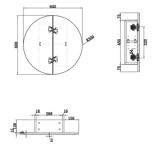 Cassa Design Elli Round 600mm Shaving Cabinet