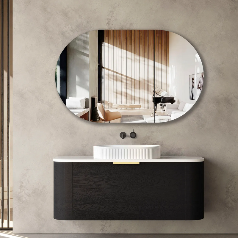 Otti Bondi Black Oak Wall Hung Curve Vanity