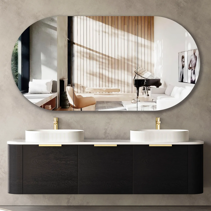 Otti Bondi Black Oak Wall Hung Curve Vanity