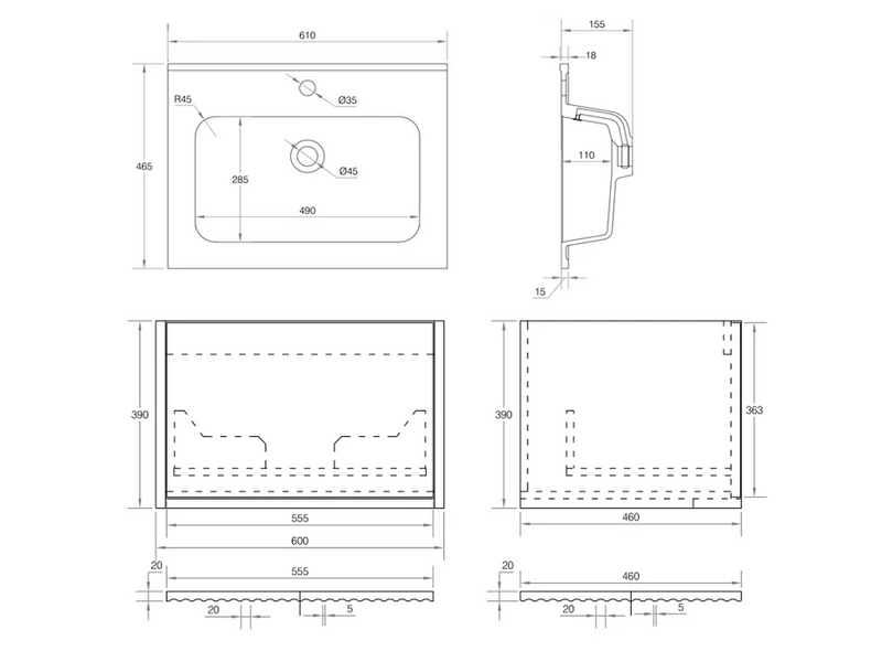 Cassa Design Capture Wall Hung Vanity