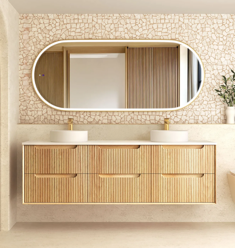 Otti Byron Fluted Woodland Oak Wall Hung Vanity