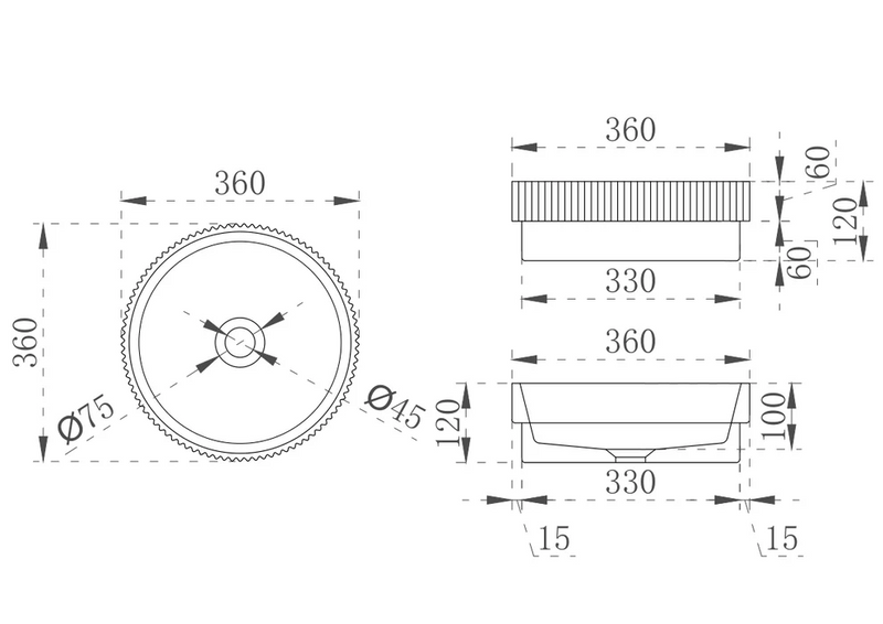 Cassa Design V-Groove Semi-Inset Basin