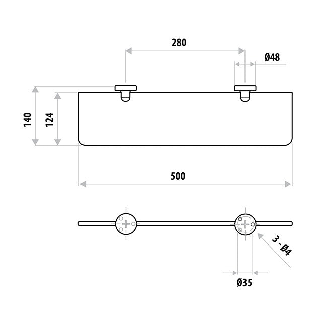 Elle Stainless Steel Glass Shelf