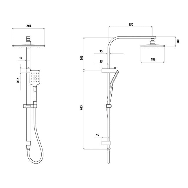 Liberty Twin Shower With Rail