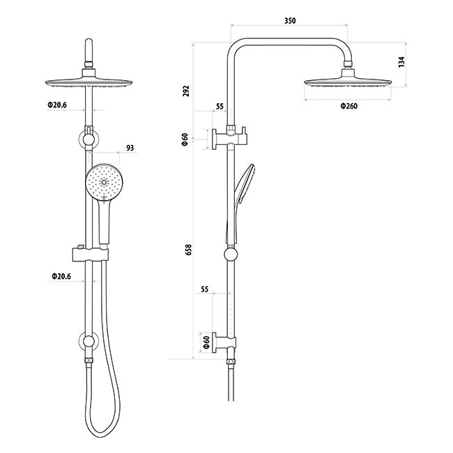 Loui Twin Shower With Rail