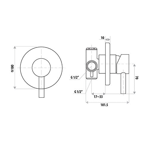 Loui Wall Mixer Round Plate