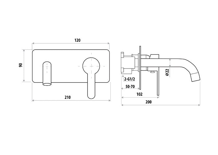 Linkware Loui Wall Basin/Bath Mixer