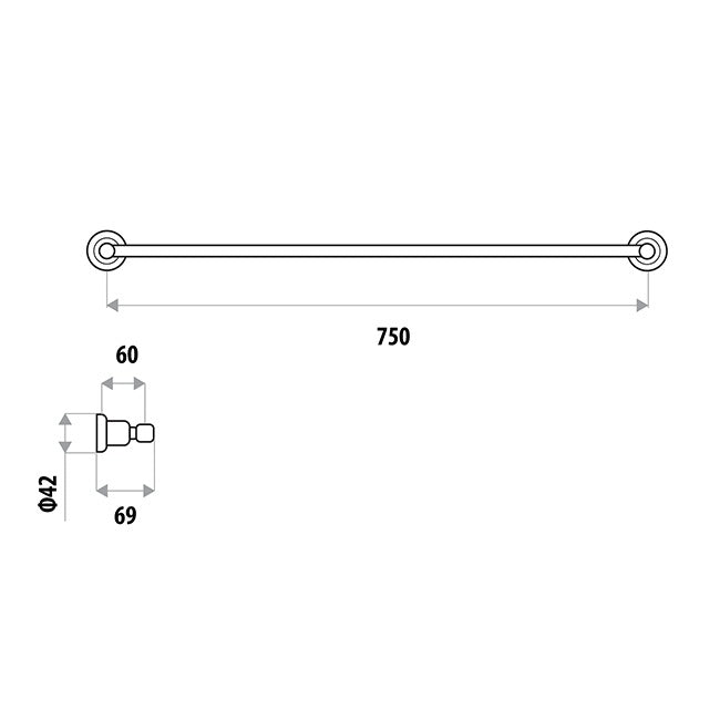 Renovator 750Mm Single Towel Rail