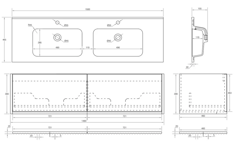Cassa Design Capture Wall Hung Vanity