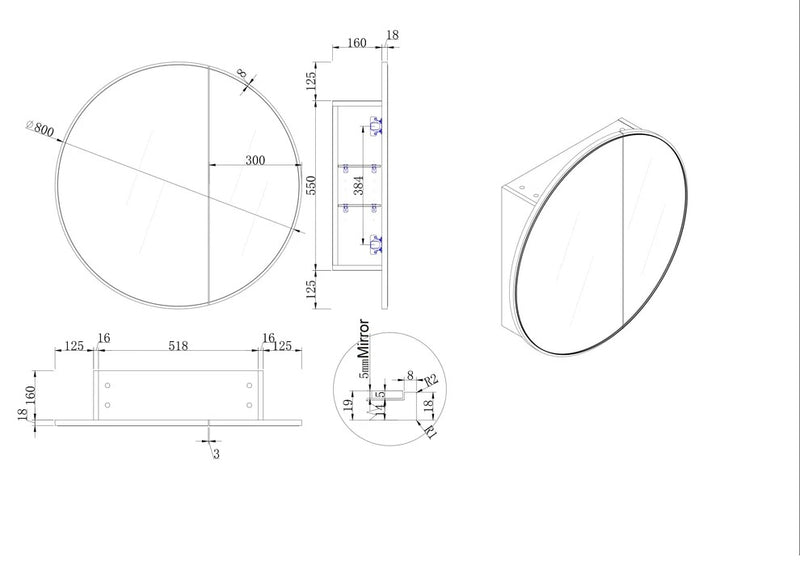 Cassa Design Auris Round Shaving Cabinet