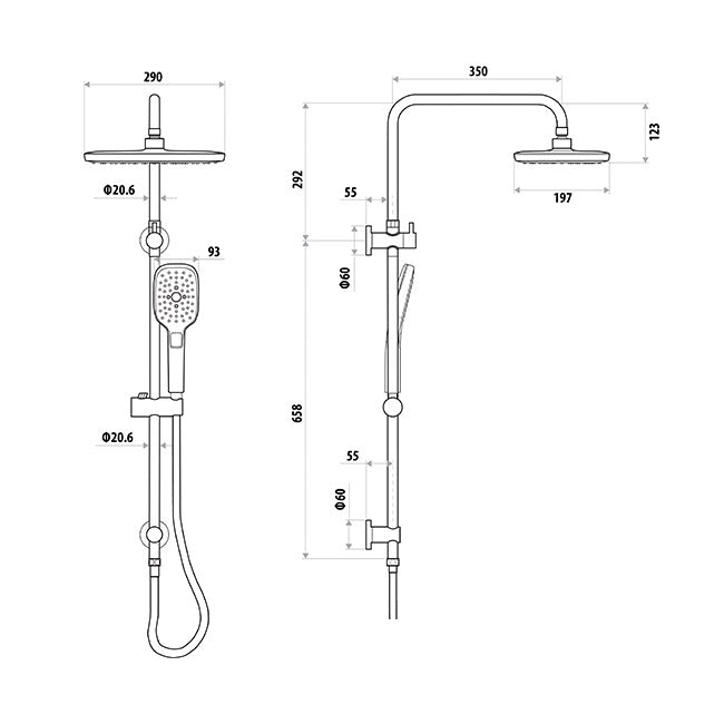 Huntingwood Twin Shower With Rail
