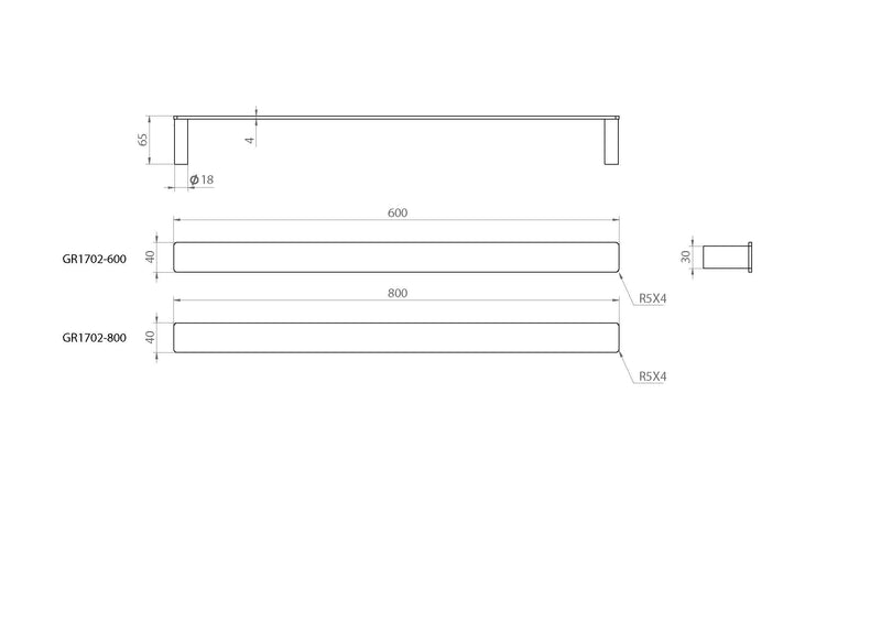 Linkware Gabe 600mm S/Towel Rail