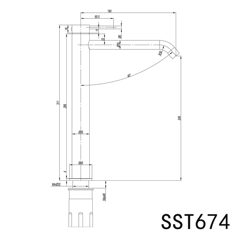 Elle 316 Hi Rise Basin Mixer