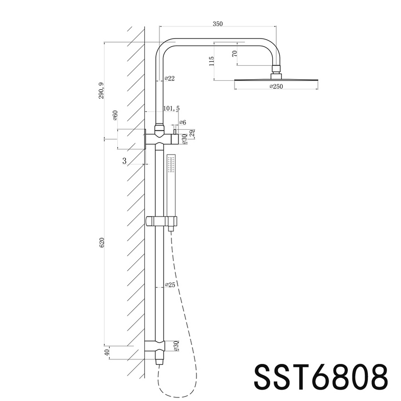 Elle 316 Twin Shower On Rail