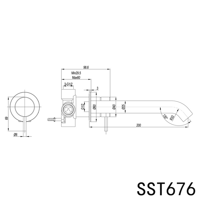 Linkware Elle316 Wall B/Bath Mixer