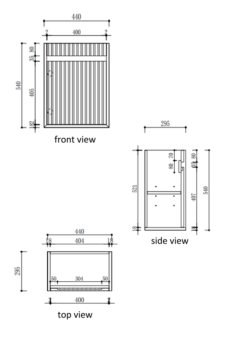 Aulic Mini Ravia Fluted Wall Hung 450mm Vanity