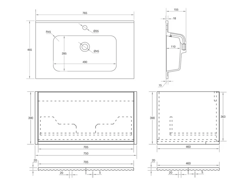 Cassa Design Capture Wall Hung Vanity