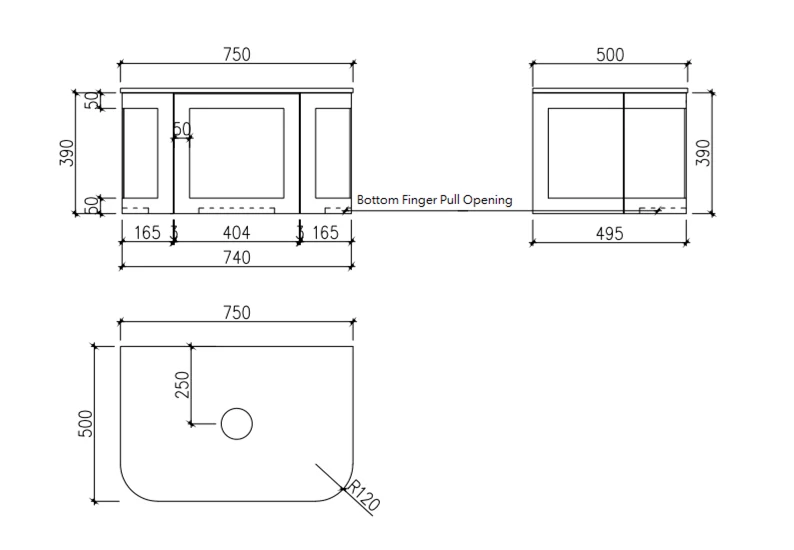 Cassa Design Westminster Curved Wall Hung Vanity