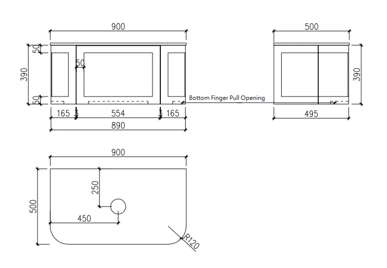Cassa Design Westminster Curved Wall Hung Vanity