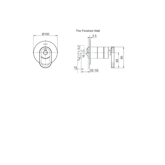 Kohler Components Shower/Bath Thin Trim Industrial Handle