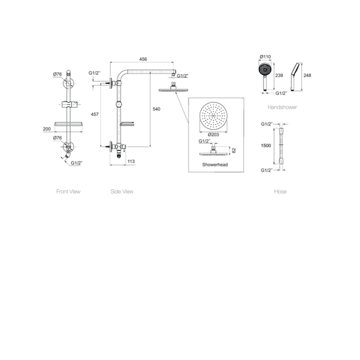 Kohler Hydrorail Rain Shower Square Column Metal (Premium)