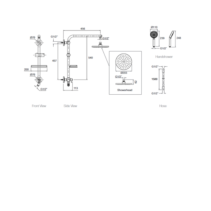 Kohler Hydrorail Rain Shower Square Column ABS (Standard)