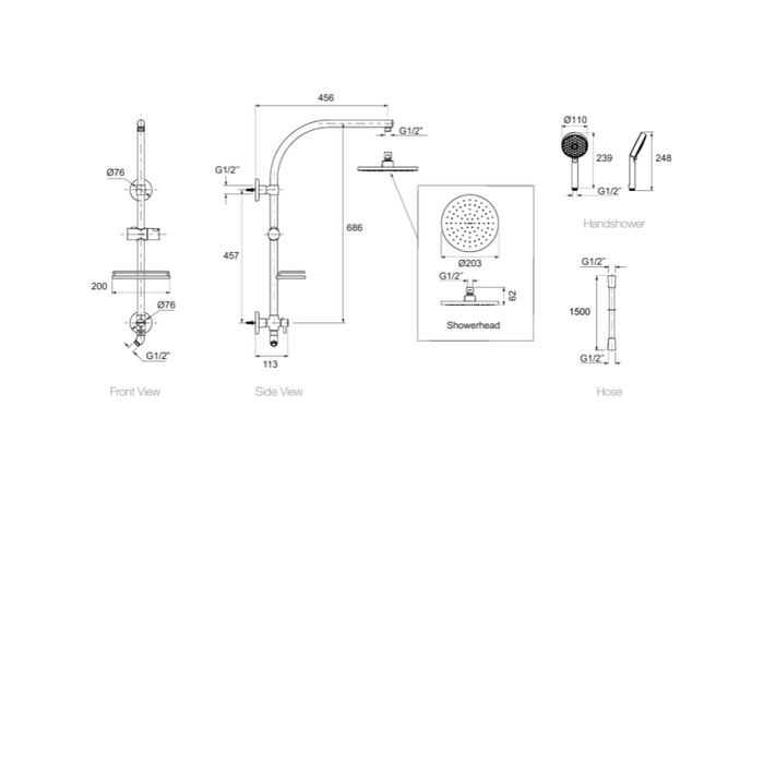 Kohler Hydrorail Rain Shower Round Column Metal (Premium)