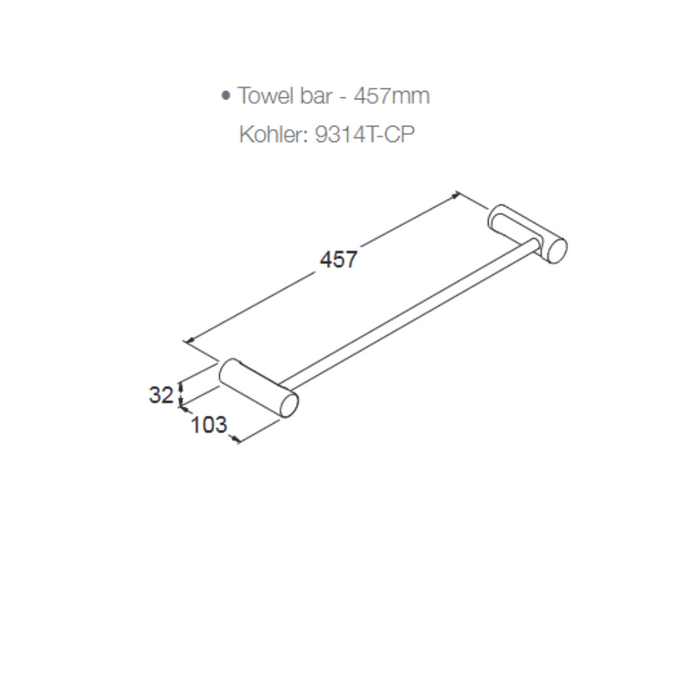 Kohler July/Viteo 457mm (18″) Towel Bar-Chrome