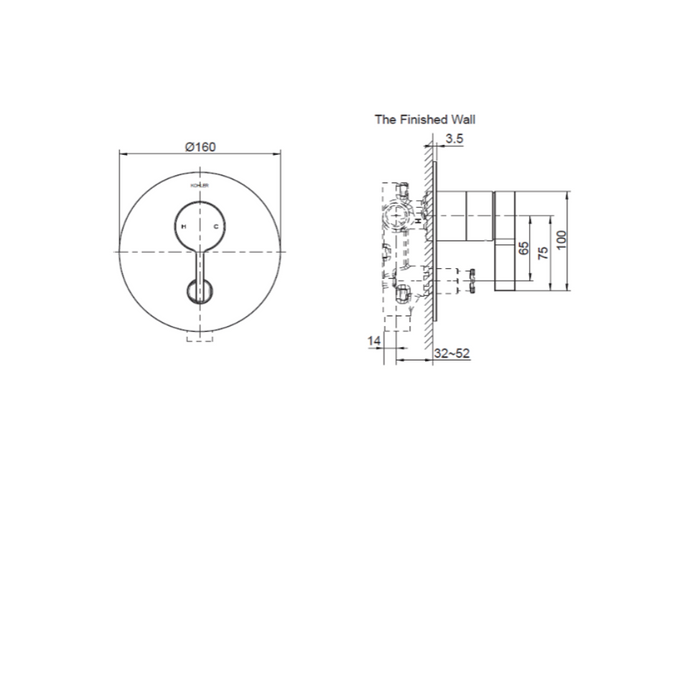 Kohler Components Showe/Bath with Diverter Thin Trim Lever Handle