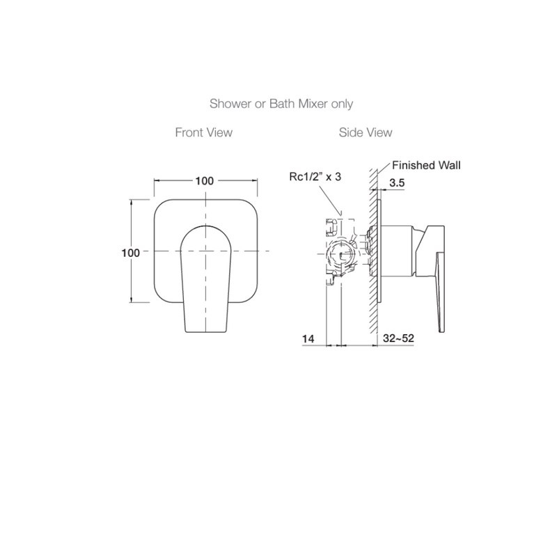 Kohler Taut Shower/Bath Mixer Thin