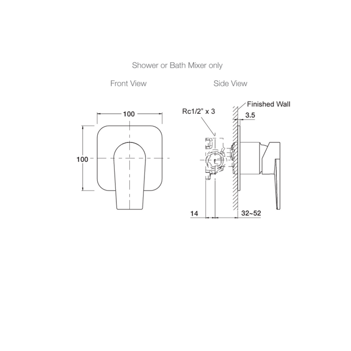 Kohler Taut Shower/Bath Mixer Thin